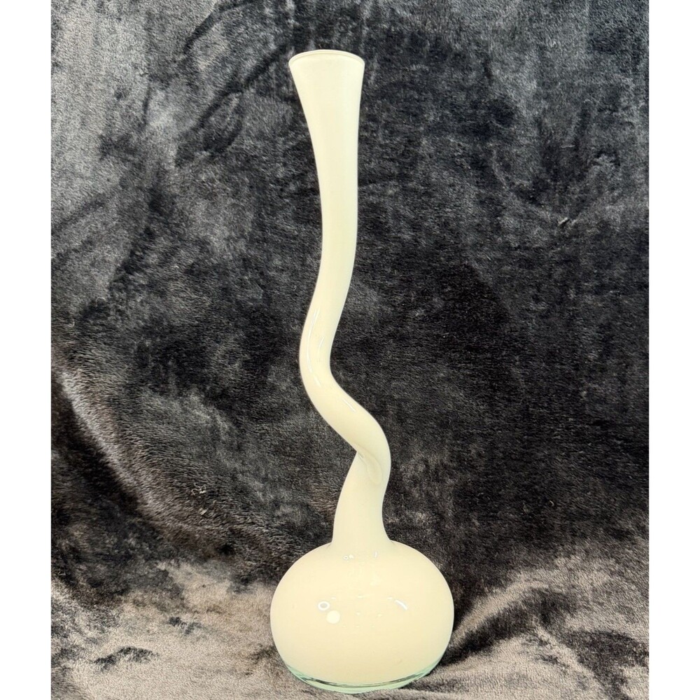 Normann Copenhagen White Vintage Danish Britt Bonnesen Swing Glass Vase Modern